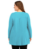 Women's Plus Size Tunic Long Sleeve V Neck Blouses Basic Shirt-LARACE 8055.