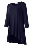 Women's Plus Size 3/4 Sleeve Loose Fit Flare Swing Tunic Basic T Shirt-LARACE 8052.