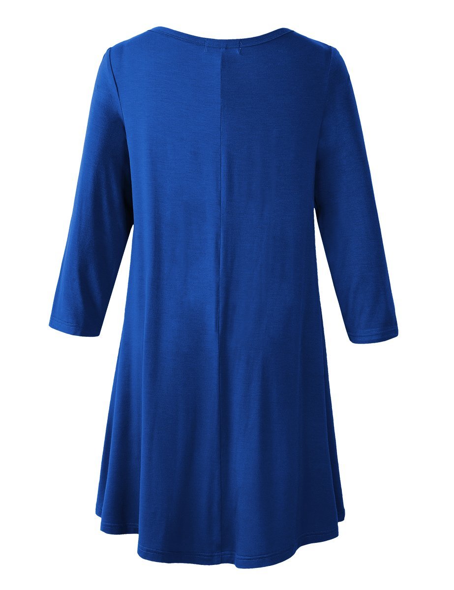 Women's Plus Size 3/4 Sleeve Loose Fit Flare Swing Tunic Basic T Shirt-LARACE 8052.