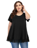 Women's Chiffon T-Shirt Plus Size Short Sleeves Flowy Shirt - LARACE 8060