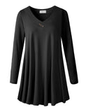 Women's Plus Size Tunic Long Sleeve V Neck Blouses Basic Shirt-LARACE 8055.