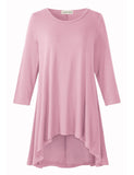 Women's Plus Size 3/4 Sleeve Loose Fit Flare Swing Tunic Basic T Shirt-LARACE 8052.