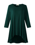 Women's Plus Size 3/4 Sleeve Loose Fit Flare Swing Tunic Basic T Shirt-LARACE 8052.