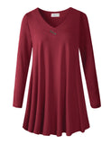 Women's Plus Size Tunic Long Sleeve V Neck Blouses Basic Shirt-LARACE 8055.