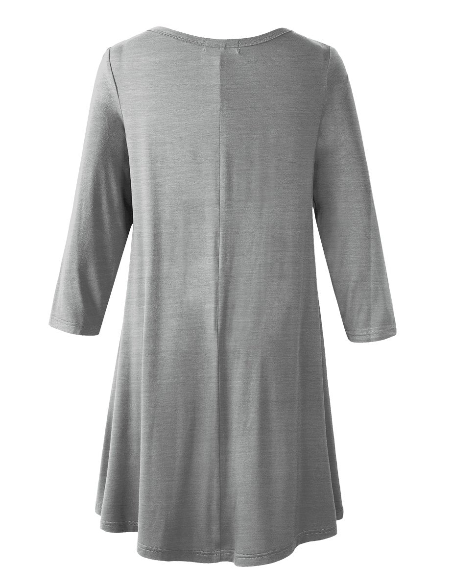 Women's Plus Size 3/4 Sleeve Loose Fit Flare Swing Tunic Basic T Shirt-LARACE 8052.