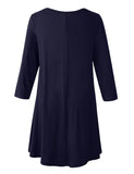 Women's Plus Size 3/4 Sleeve Loose Fit Flare Swing Tunic Basic T Shirt-LARACE 8052.