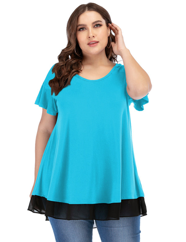 Women's Chiffon T-Shirt Plus Size Short Sleeves Flowy Shirt - LARACE 8