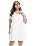 Women's Short Sleeve Swing Tunic Casual Pockets Loose T Shirt Dress-LARACE 8049.