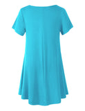 Women's Short Sleeve Swing Tunic Casual Pockets Loose T Shirt Dress-LARACE 8049.