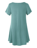 Women's Short Sleeve Swing Tunic Casual Pockets Loose T Shirt Dress-LARACE 8049.