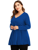 Women's Plus Size Tunic Long Sleeve V Neck Blouses Basic Shirt-LARACE 8055.