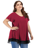 Women's Chiffon T-Shirt Plus Size Short Sleeves Flowy Shirt - LARACE 8060.