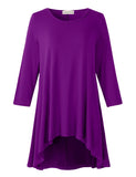 Women's Plus Size 3/4 Sleeve Loose Fit Flare Swing Tunic Basic T Shirt-LARACE 8052.