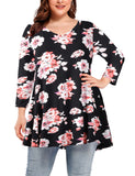 V Neck Loose Fit Flowy Long Sleeve Tunics Tops Plus Size for Women - LARACE 8056.