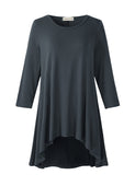 Women's Plus Size 3/4 Sleeve Loose Fit Flare Swing Tunic Basic T Shirt-LARACE 8052.