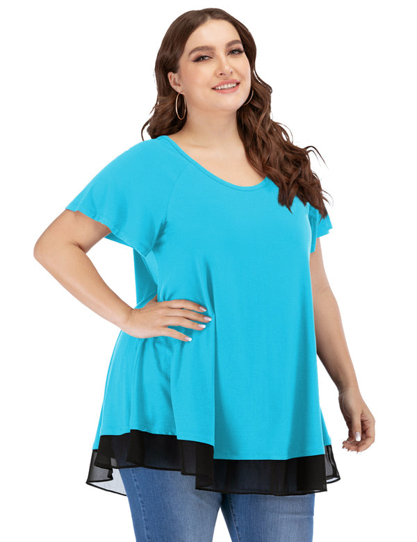 Women's Chiffon T-Shirt Plus Size Short Sleeves Flowy Shirt - LARACE 8