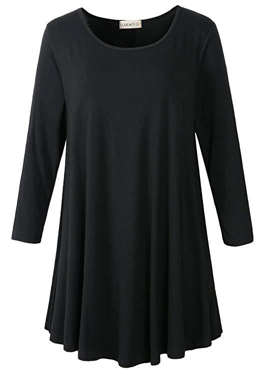 3/4 Sleeve Tunic Top Loose Fit Flare Tunic Shirt - LARACE 8033.