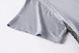 Plus Size Women Lace Short Sleeve Flare T Shirt for Leggings-LARACE 8047.