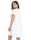 Women's Short Sleeve Swing Tunic Casual Pockets Loose T Shirt Dress-LARACE 8049.