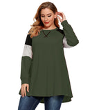 Plus Size Color Block Long Sleeve Tunic Striped Raglan Pullover - LARACE 8087.