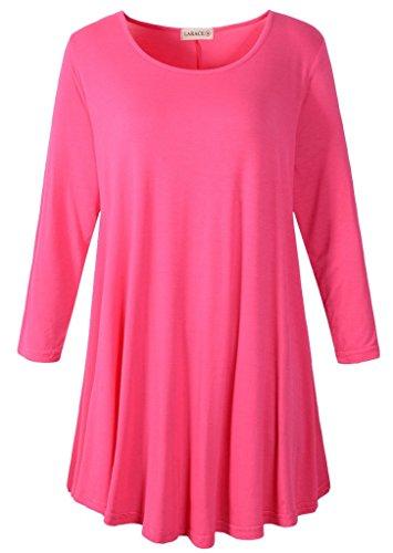 3/4 Sleeve Tunic Top Loose Fit Flare Tunic Shirt - LARACE 8033.