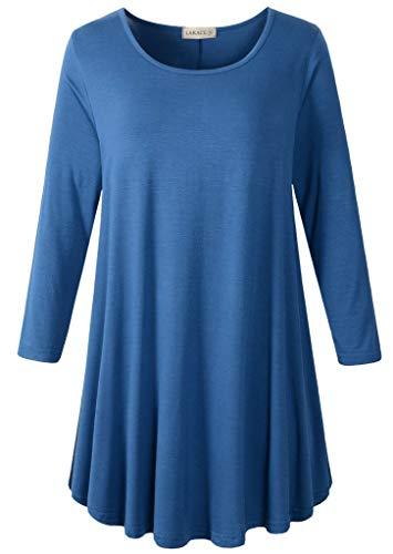 3/4 Sleeve Tunic Top Loose Fit Flare Tunic Shirt - LARACE 8033.