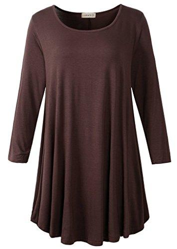 3/4 Sleeve Tunic Top Loose Fit Flare Tunic Shirt - LARACE 8033.