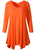 V-Neck Plain Swing Tunic Top Casual Long-sleeved T-shirt-LARACE  8035.