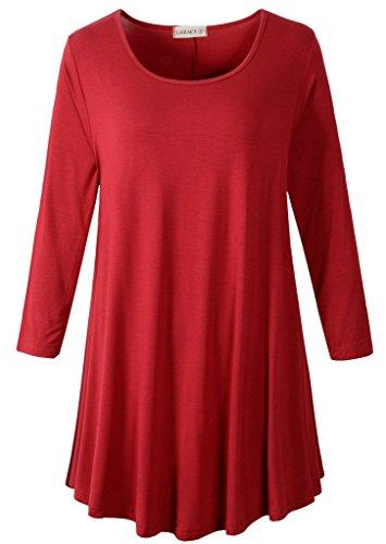 3/4 Sleeve Tunic Top Loose Fit Flare Tunic Shirt - LARACE 8033.