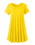 Women's Short Sleeve Swing Tunic Casual Pockets Loose T Shirt Dress-LARACE 8049.