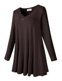 Women's Plus Size Tunic Long Sleeve V Neck Blouses Basic Shirt-LARACE 8055.