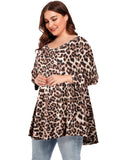 Women's V Neck Loose Fit Flowy 3/4 Sleeve Plus Size Top -LARACE 8057.