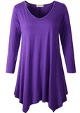 V-Neck Plain Swing Tunic Top Casual Long-sleeved T-shirt-LARACE  8035.