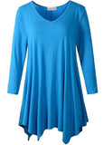 V-Neck Plain Swing Tunic Top Casual Long-sleeved T-shirt-LARACE  8035.