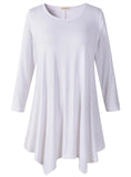 LARACE 3/4 Sleeve Plus Size Tunic Tops Loose Basic Shirt 8028 S-3 XL.