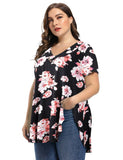 Women's Plus Size Tunic Short Sleeve V Neck Blouses Basic Shirt-LARACE 8054.