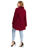 Cowl Neck Sweatshirts Plus Size Tops with Pockets Long Sleeve Tunic Casual Pullover-LARACE 8098.