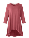 Women's Plus Size 3/4 Sleeve Loose Fit Flare Swing Tunic Basic T Shirt-LARACE 8052.