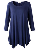 3/4 Sleeve Plus Size Tunic Tops Loose Basic Shirt - LARACE 8028 4XL-6XL.