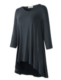 Women's Plus Size 3/4 Sleeve Loose Fit Flare Swing Tunic Basic T Shirt-LARACE 8052.