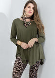 3/4 Sleeve Plus Size Tunic Tops Loose Basic Shirt - LARACE 8028 4XL-6XL