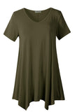 Casual T Shirt V-Neck Solid Color Tops for Leggings-LARACE 8036.