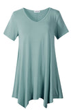 Casual T Shirt V-Neck Solid Color Tops for Leggings-LARACE 8036.