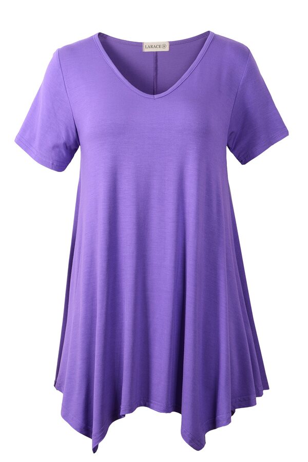 Casual T Shirt V-Neck Solid Color Tops for Leggings-LARACE 8036.