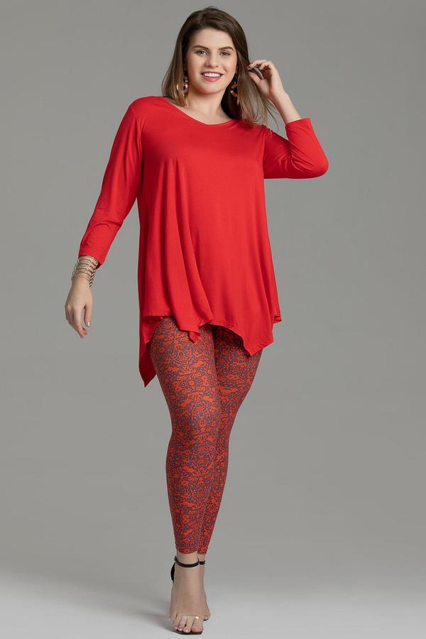 V-Neck Plain Swing Tunic Top Casual Long-sleeved T-shirt-LARACE  8035.