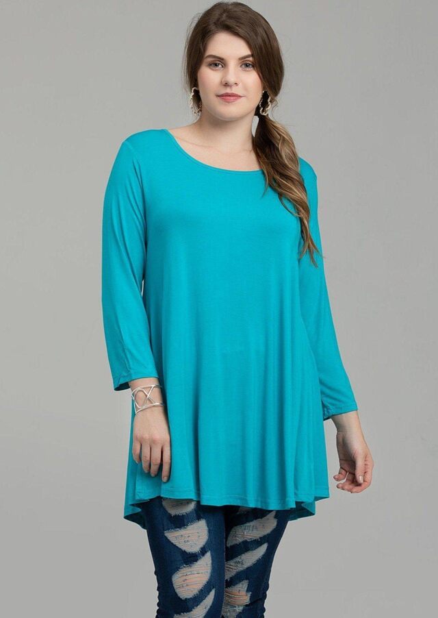 3/4 Sleeve Tunic Top Loose Fit Flare Tunic Shirt - LARACE 8033.