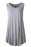 Crew Neck Swing Flare Solid Sleeveless Tank Top - LARACE 8032.