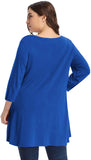 Women's Plus Size 3/4 Sleeve Loose Fit Flare Swing Tunic Basic T Shirt-LARACE 8052.