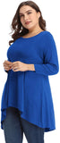 Women's Plus Size 3/4 Sleeve Loose Fit Flare Swing Tunic Basic T Shirt-LARACE 8052.