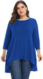 Women's Plus Size 3/4 Sleeve Loose Fit Flare Swing Tunic Basic T Shirt-LARACE 8052.